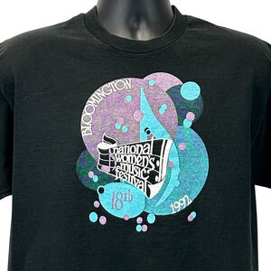 Vintage 90s National Womens Music Festival T Shirt Unisex XL Black Bloomington